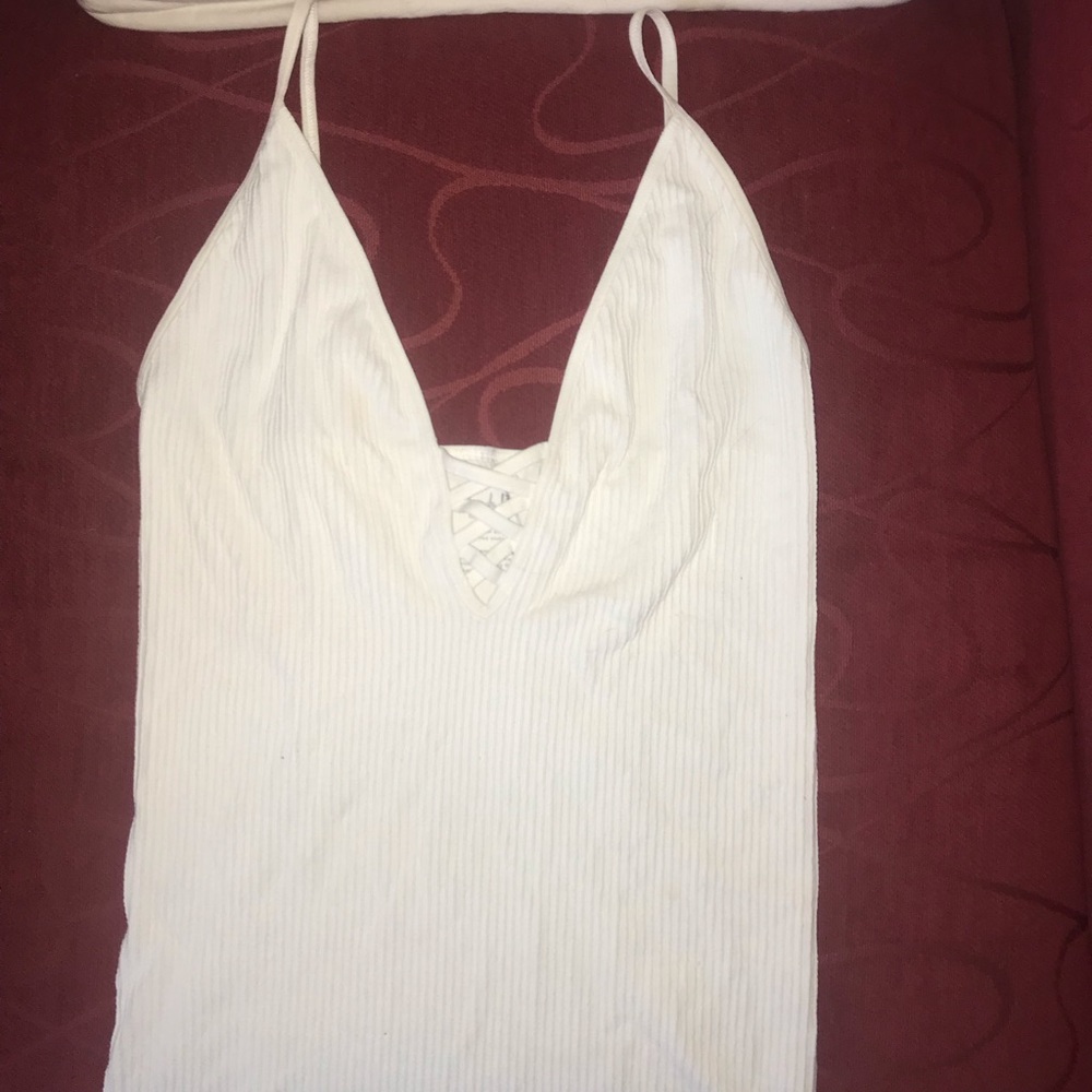 White Free People criss cross tank